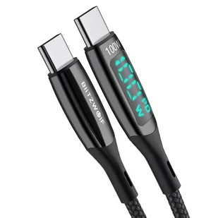 Kabel USB-C do USB-C BlitzWolf BW-TC23, z wyświetlaczem, 100W, 1.8m (czarny) - Kable - miniaturka - grafika 1