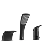 Baterie wannowe i prysznicowe - Bateria wannowa 3 otworowa prysznicowa wodospad czarna - Yoka - miniaturka - grafika 1