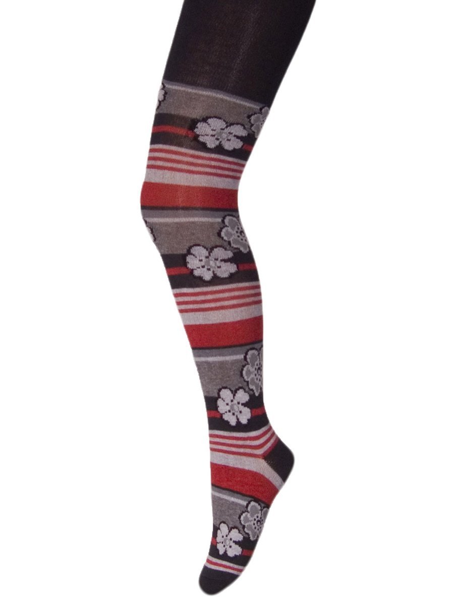 Dziewczęce rajstopy kwiatki czarne Milusie r.116/122