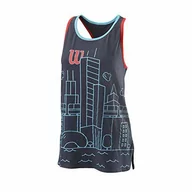 Koszulki i topy damskie - Wilson Damski tank top, CHI COTTON TANK wielokolorowa Niebiesko-szary (Outer Space) XS WRA792801XS - miniaturka - grafika 1