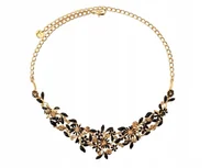 Naszyjniki - KOLIA CZARNE KWIATUSZKI Z KRYSZTAŁKAMI Z KOLEKCJI BLOSSOM (C8157AU/CZAR) - miniaturka - grafika 1