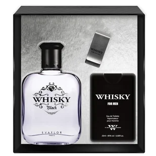 SET EVAFLOR Whisky Black EDT spray 100ml + EDT spray 20ml EDT + CLIP - Zestawy kosmetyków męskich - miniaturka - grafika 1