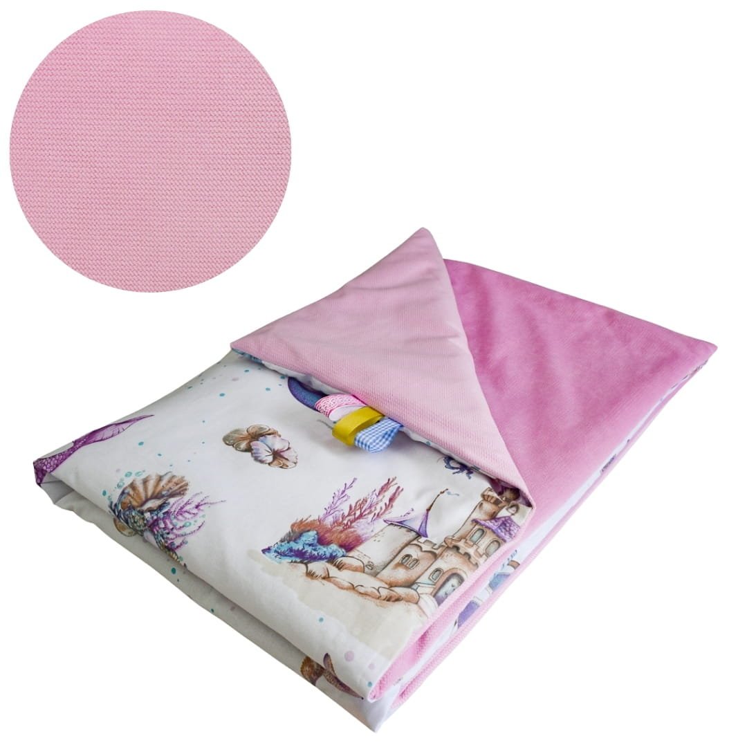 Kocyk Dziecięcy 75x100 Ocieplany Syrenki/Róż Bawełna/Velvet Polski Producent