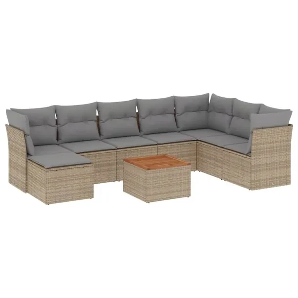 Zestaw mebli ogrodowych beżowy z rattanem PE, wymiary: 62x62x69 cm, 55x62x
