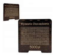 Skarbonki - Pomysł na Prezent Skarbonka z napisem WYZWANIE OSZCZĘDZANIE kolor Wenge - miniaturka - grafika 1