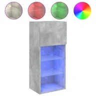 Szafki RTV - vidaXL Szafka pod telewizor z oświetleniem LED betonowa szara 40,5x30x90 cm - miniaturka - grafika 1