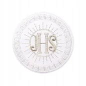 Pasmanteria - Naszywka do przyszycia komunijna hostia IHS srebrna emblemat - miniaturka - grafika 1