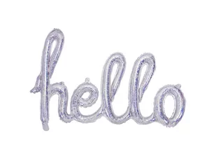 Party Deco Balon foliowy srebrny holograficzny hello 72x45 cm. FB5H-016H - Balony i akcesoria - miniaturka - grafika 1