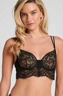 Biustonosze - Hunkemöller Nieusztywniany długi biustonosz z fiszbinami Sabrina Czarny - miniaturka - grafika 1