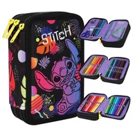 Plecaki szkolne i tornistry - CoolPack Disney Black Jumper 3 Piórnik 3-komorowy Z Wyposażeniem Stitch Czarny - miniaturka - grafika 1