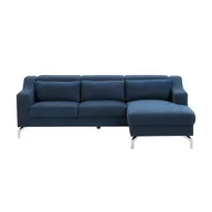 Narożniki - Beliani Sofa narożna tapicerowana ciemnoniebieska GLOSLI - miniaturka - grafika 1