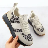 Półbuty damskie - Skórzane sneakersy na platformie w panterkę beżowe Vinceza 66793 beżowy - miniaturka - grafika 1