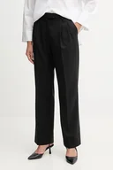 Spodnie sportowe damskie - Tommy Hilfiger spodnie z dodatkiem wełny damskie kolor czarny szerokie high waist WW0WW48352 - miniaturka - grafika 1