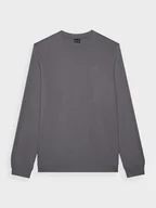 Bluzy sportowe męskie - Męska bluza dresowa nierozpinana bez kaptura 4F 4FWMM00TSWSM1465 - szara - miniaturka - grafika 1