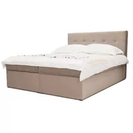 Łóżka - Łóżko kontynentalne z pojemnikiem CORA | 160x200 | Ciemny beżowy | Topper - miniaturka - grafika 1