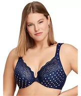 Biustonosze - Glamorise Damski biustonosz z zapięciem z przodu Wonderwire #1245, granatowy nadruk, 48E - miniaturka - grafika 1