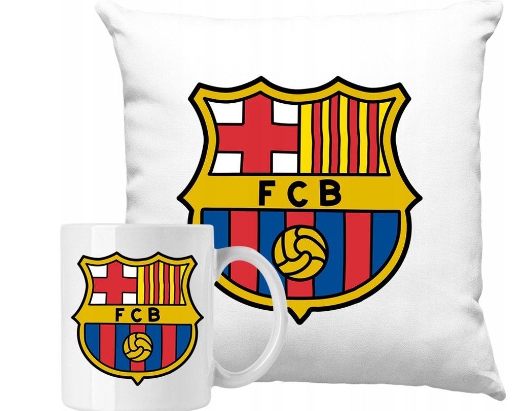 ZESTAW PODUSZKA + KUBEK FCB Barcelona Piłka Nożna Drużyna Pomysł Prezent