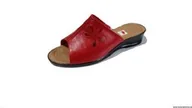 Klapki i japonki damskie - SKÓRZANE czerwone klapki SZEROKIE tęgośc H i K 41 - miniaturka - grafika 1