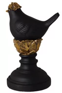 Figurki dekoracyjne - Ptaszek na kolumnie, czarno-złoty, 13,5x11,5x20,5 cm - miniaturka - grafika 1