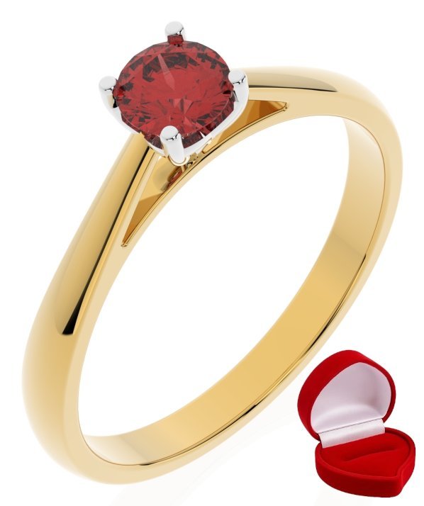 ZŁOTY PIERŚCIONEK ZARĘCZYNOWY 585 14k RUBIN 0,30 ct + PUDEŁKO R20