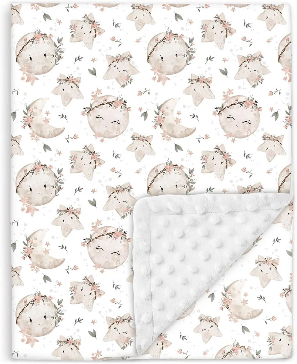 Kocyk dziecięcy bawełniany OEKO-TEX 75x100 cm Minky dwustronny miękki