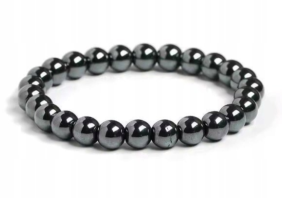 PIĘKNA ROZCIĄGLIWA BRANSOLETKA, NATURALNY KAMIEŃ - HEMATYT 10MM, 20 KAMIENI