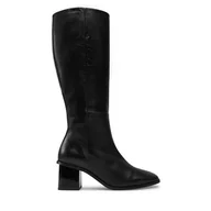 Kozaki damskie - Kozaki Calvin Klein Heel Knee Boot 50 W/Ml Lth HW0HW02321 Czarny - miniaturka - grafika 1