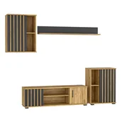 Komplety wypoczynkowe - Nowoczesny zestaw mebli do salonu z lamelami G1-Z18 - miniaturka - grafika 1