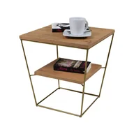 Ławy i stoliki kawowe - Stolik kawowy ze złotym stelażem dąb lancelot L9-L46 - miniaturka - grafika 1