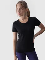Koszulki sportowe damskie - Damski t-shirt z nadrukiem 4F 4FWMM00TTSHF1846 - czarny - miniaturka - grafika 1