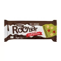 BATON PROTEINOWY Z ORZECHAMI LASKOWYMI W POLEWIE Z GORZKIEJ CZEKOLADY BEZGLUTENOWY BIO 40 g - ROOBAR - Batoniki - miniaturka - grafika 1