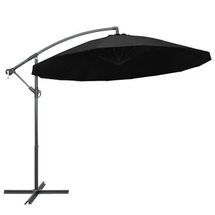 vidaXL Parasol ogrodowy, wiszący, czarny, 3 m, słupek aluminiowy vidaXL - Parasole ogrodowe - miniaturka - grafika 9