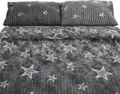 Pościel - Polarowa pościel w gwiazdki w kolorze szarym Przytulna i miękka, wykonana z poliestru 200x200 cm - miniaturka - grafika 1