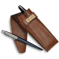 Etui na długopisy i pióra - Skórzane etui na długopisy, pióro SOLIER SA12 brązowe vintage - miniaturka - grafika 1