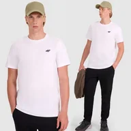 Koszulki męskie - Koszulka Męska 4F T-shirt Basic Regular Bawełna Biały 4FWMM00TTSHM2256 S - miniaturka - grafika 1