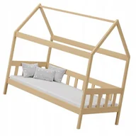 Łóżka dla dzieci i młodzieży - Drewniane łóżko domek z barierkami, sosna H5-E64 - miniaturka - grafika 1