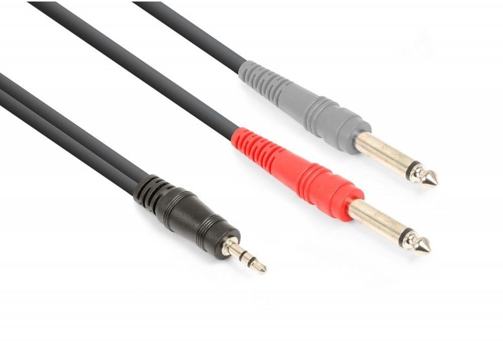 Kabel mini Jack męski 3,5mm Stereo - 2x Jack 6,3 mm Mono 6 m Vonyx one size