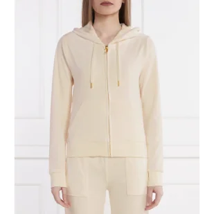 Juicy Couture Bluza Robertson Classic Velour Zip Trough Hoodie GOLD HW | Regular Fit - Bluzy damskie - miniaturka - grafika 1