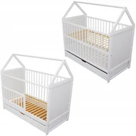 Łóżeczka i kojce - Łóżeczko dziecięce tapczanik 2w1 Jaś szuflada domek biały 120x60 norma UE - miniaturka - grafika 1