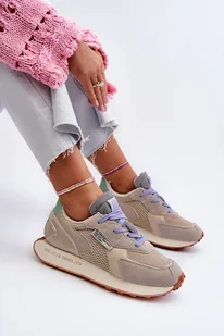 Sneakersy Damskie Na Platformie Memory Foam System Big Star NN274681 Beżowe-38 - Sneakersy damskie - miniaturka - grafika 1