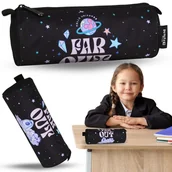 Piórniki - DISNEY Stitch Czarny piórnik szkolny dla dziewczynki, TUBA, saszetka na przybory szkolne 22x8x8cm - miniaturka - grafika 1