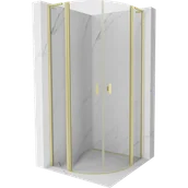 Kabiny prysznicowe - Mexen Mist L kabina prysznicowa półokrągła uchylna 100 x 100 cm, transparent, złota szczotkowana - 8A32L-100-100-55-00 - miniaturka - grafika 1