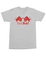 Koszulki i topy damskie - Koszulka z nadrukiem Red Ból z Bykiem Śmieszna Szara M - miniaturka - grafika 1
