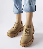 Półbuty damskie - Brązowe półbuty o matowy wykończeniu Severino-36 - miniaturka - grafika 1