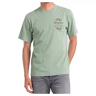 Koszulki męskie - Replay Męski T-shirt M6150, 634 Oregon Green, XXL - grafika 1