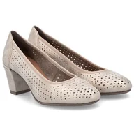 Czółenka - Czółenka damskie ażurowe Rieker 41057-60 BEIGE 39 - miniaturka - grafika 1