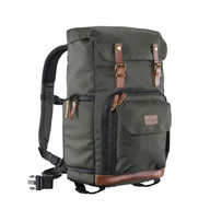 Torby na laptopy - Mantona Luis zielony plecak fotograficzny retro z prawdziwej skóry na lustrzankę cyfrową i laptopa - miniaturka - grafika 1