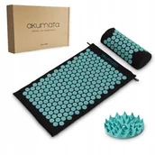 Akcesoria medycyny naturalnej - Mata do akupresury AKUMATA Z PODUSZKĄ XXL CZARNO - MIĘTOWA PL - miniaturka - grafika 1