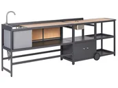 Meble ogrodowe - 3 częściowa kuchnia ogrodowa szafka i wyspa ze zlewem jasne drewno ORTISEI - miniaturka - grafika 1