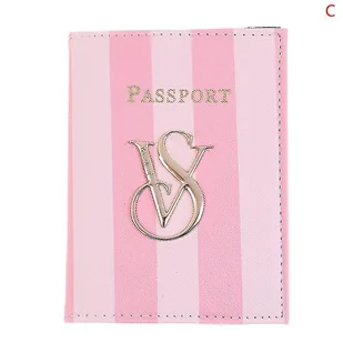 Signature Striped Women Passport Holder Portfel Floral Card Case Pu Leather A - Portfele - miniaturka - grafika 1